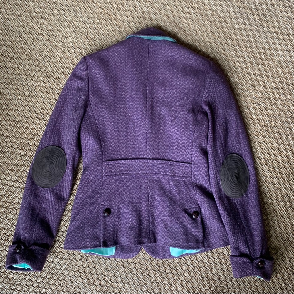Trovata Purple and Mint Wool Elbow Patch Blazer - Picture 2 of 8